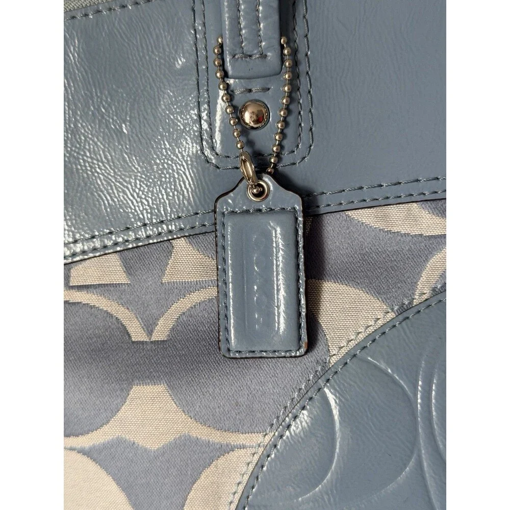 Authentic Coach Signature C Tote Laura Denim Blue #F18335 Large Bag w/Charm